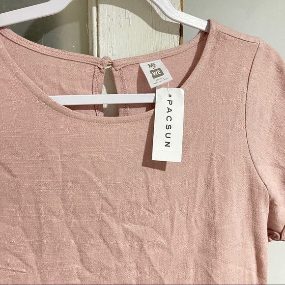 Pacsun Me To We Mauve Linen Blend Ruffle Top - Picture 4 of 7